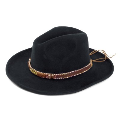 Hatut - Gårda Toquerville Crushable Wool felt Western hat (musta)