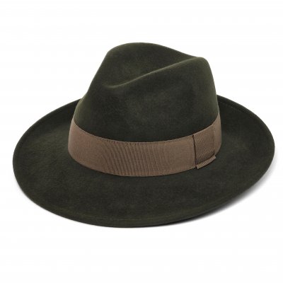 Hatut - Gårda Volterra Fedora Wool Hat (sotilasvihreä/beige)