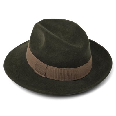 Hatut - Gårda Volterra Fedora Wool Hat (sotilasvihreä/beige)