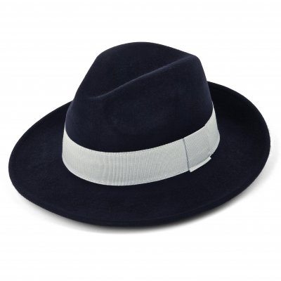 Hatut - Gårda Volterra Fedora Wool Hat (tummansininen/luonnonvalkoinen)