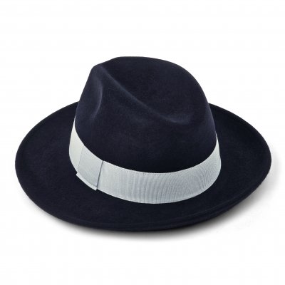 Hatut - Gårda Volterra Fedora Wool Hat (tummansininen/luonnonvalkoinen)
