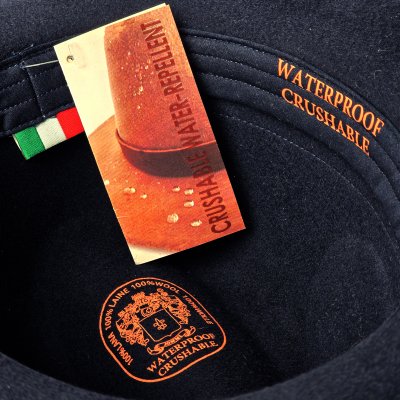 Hatut - Gårda Volterra Fedora Wool Hat (tummansininen/luonnonvalkoinen)