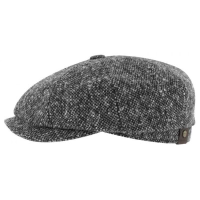 Flat cap - Stetson Hatteras Donegal Tweed (musta-valkoinen)