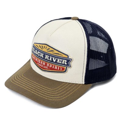 Lippis - Black River Beacon Trucker (luonnonvalkoinen/sininen/vihreä)