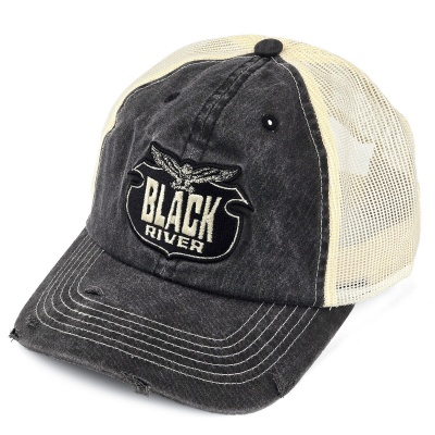 Lippis - Black River Eagle Washed Trucker (musta/kerma)