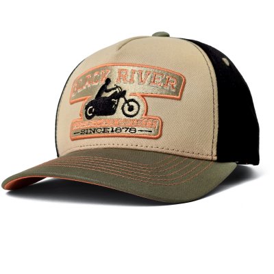 Lippis - Black River Motorcycle Trucker (beige/musta/vihreä)
