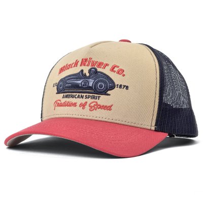 Lippis - Black River Tradition Of Speed Trucker (beige/tummansininen/punainen)