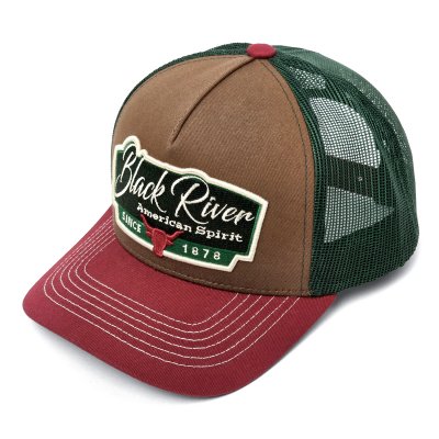 Lippis - Black River Outlaw Trucker (ruskea/vihreä/punainen)
