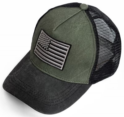 Lippis - Gårda Flag Denim Trucker Cap (vihreä/musta)
