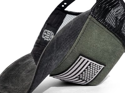 Lippis - Gårda Flag Denim Trucker Cap (vihreä/musta)