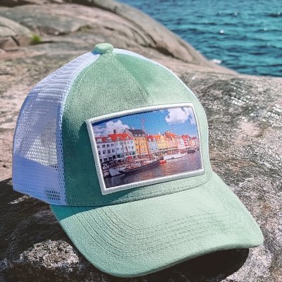 Lippis - Gårda Velvet Trucker Copenhagen (vihreä/valkoinen)