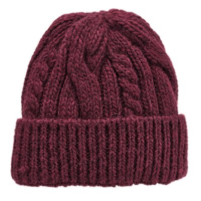 Pipot - Gårda Bormio Cable Knit Wool Mix Beanie (viininpunainen)