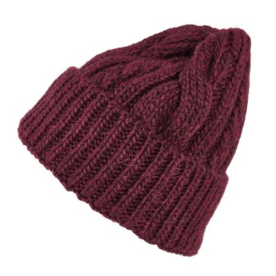 Pipot - Gårda Bormio Cable Knit Wool Mix Beanie (viininpunainen)