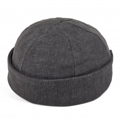 Pipot - Gårda Cavo Linen Docker Beanie (Tummanharmaa)