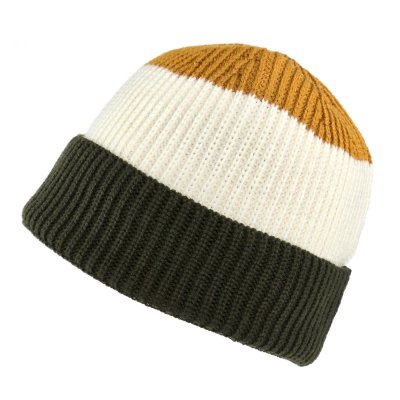 Pipot - Gårda Courchevel Merino Wool Beanie (vihreä / luonnonvalkoinen / sinappi)