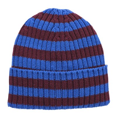 Pipot - Gårda Davos Striped Merino Wool Beanie (viininpunainen/sininen)