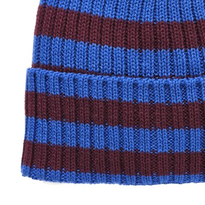 Pipot - Gårda Davos Striped Merino Wool Beanie (viininpunainen/sininen)