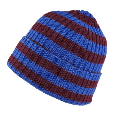 Pipot - Gårda Davos Striped Merino Wool Beanie (viininpunainen/sininen)