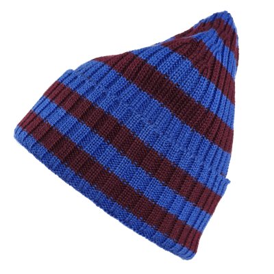 Pipot - Gårda Davos Striped Merino Wool Beanie (viininpunainen/sininen)