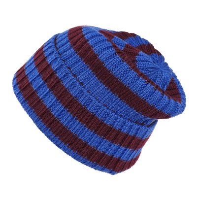 Pipot - Gårda Davos Striped Merino Wool Beanie (viininpunainen/sininen)