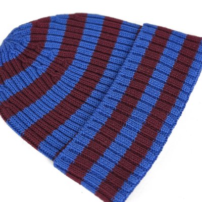 Pipot - Gårda Davos Striped Merino Wool Beanie (viininpunainen/sininen)