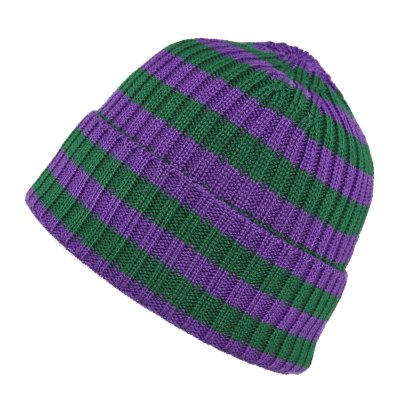 Pipot - Gårda Davos Striped Merino Wool Beanie (vihreä/violetti)