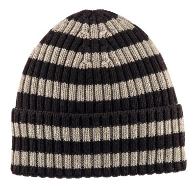 Pipot - Gårda Davos Striped Merino Wool Beanie (ruskea/beige)