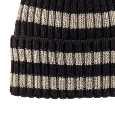 Pipot - Gårda Davos Striped Merino Wool Beanie (ruskea/beige)