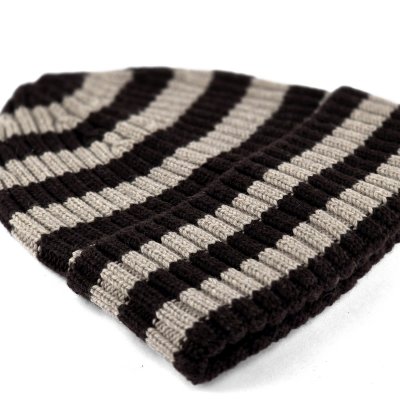 Pipot - Gårda Davos Striped Merino Wool Beanie (ruskea/beige)