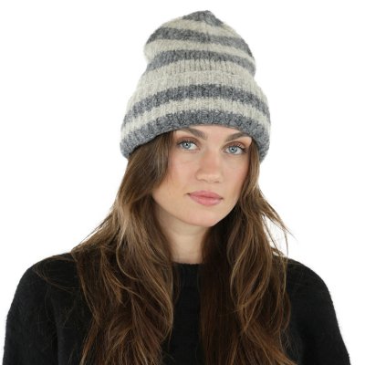 Pipot - Gårda Lech Striped Wool Mix Beanie (beige/harmaa)