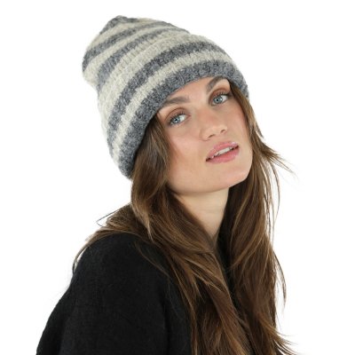 Pipot - Gårda Lech Striped Wool Mix Beanie (beige/harmaa)