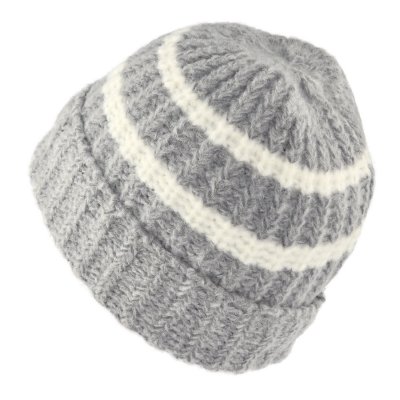 Pipot - Gårda Les Deux Alpes Striped Merino Mix Beanie (harmaa/valkoinen)