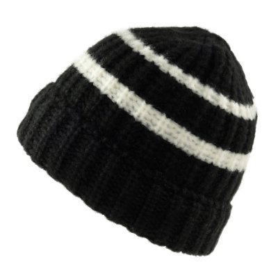Pipot - Gårda Les Deux Alpes Striped Merino Mix Beanie (musta/valkoinen)
