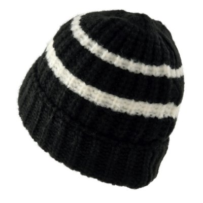 Pipot - Gårda Les Deux Alpes Striped Merino Mix Beanie (musta/valkoinen)