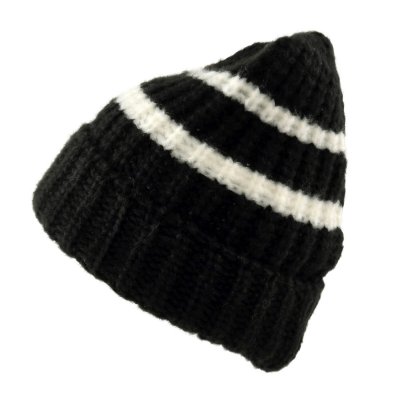 Pipot - Gårda Les Deux Alpes Striped Merino Mix Beanie (musta/valkoinen)