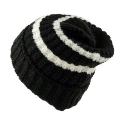 Pipot - Gårda Les Deux Alpes Striped Merino Mix Beanie (musta/valkoinen)