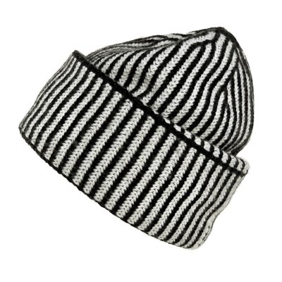 Pipot - Gårda Megève Striped Cashmere Mix Beanie (musta/valkoinen)