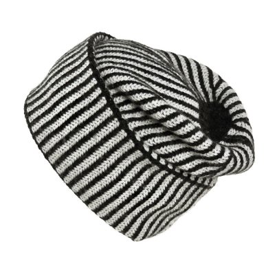 Pipot - Gårda Megève Striped Cashmere Mix Beanie (musta/valkoinen)