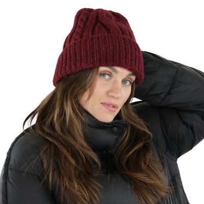 Pipot - Gårda Bormio Cable Knit Wool Mix Beanie (viininpunainen)