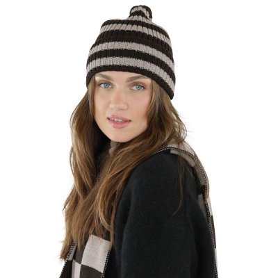Pipot - Gårda Davos Striped Merino Wool Beanie (ruskea/beige)