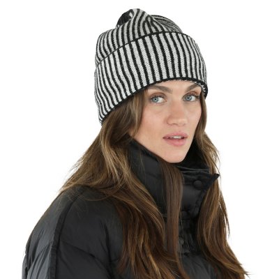 Pipot - Gårda Megève Striped Cashmere Mix Beanie (musta/valkoinen)