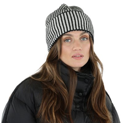 Pipot - Gårda Megève Striped Cashmere Mix Beanie (musta/valkoinen)