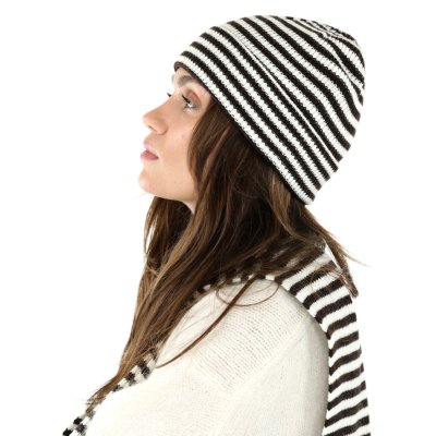 Pipot - Gårda Saint-Gervais Striped Wool Mix Beanie (ruskea/valkoinen)