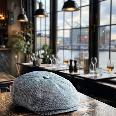 Flat cap - Gårda Palizzi Marina Linen Newsboy Cap (sininen)