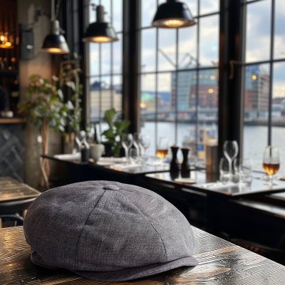 Flat cap - Gårda Palizzi Marina Linen Newsboy Cap (harmaa)