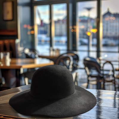 Hatut - Gårda Lessia Floppy Wool Hat (musta)