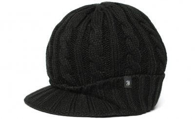 Pipot - Jaxon Cable Knit Peaked Beanie (musta)