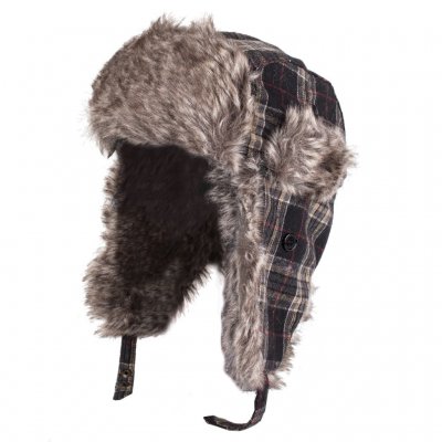 Karvahattu - Trapper Hat Plaid with Faux Fur (Ruskea)